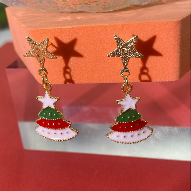 S925 Silver Needle Christmas earrings collection asymmetrical earrings sweet and lovely girl