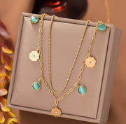 Gold Layered Floral Necklace Jewelry & Watches