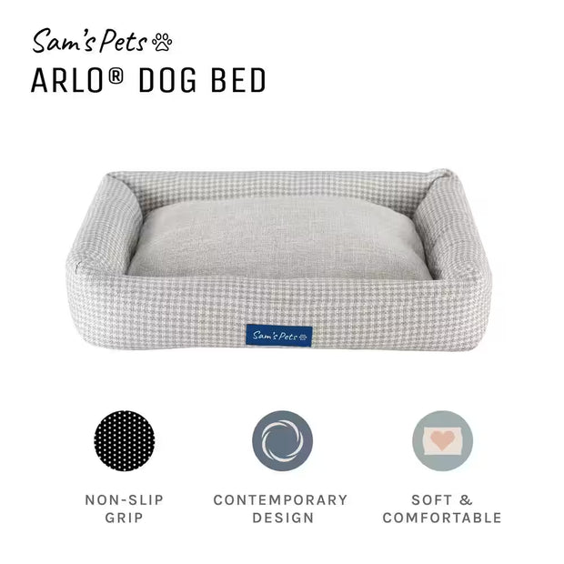 Ultimate Comfort of the Medium Arlo Plaid Bolster Dog Bed