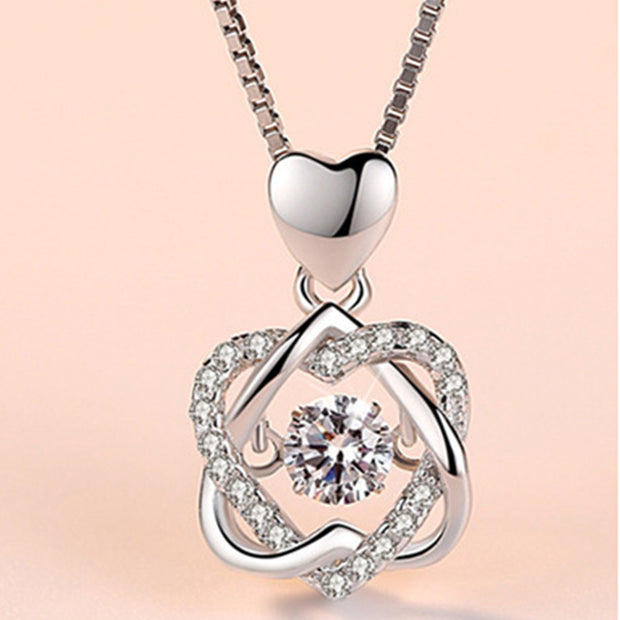 Sparkling Flower Pendant Necklace Silver Jewelry & Watches