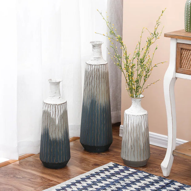 Elegant Trio: Marchmont 3-Piece Metal Vase Set - Modiniva LLC