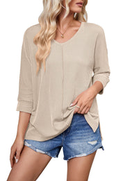 WaveStripe Batwing Blouse Light khaki Women's Clothing