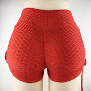 Drawstring Shorts Textured Butt Lift Gym Workout Slim Jogging Fitness Yoga Leggings Shorts Red Bags & Shoes