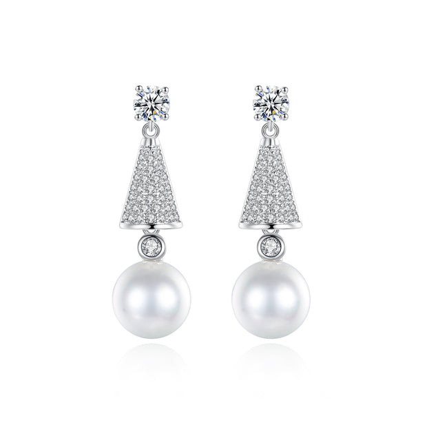 Chic Pearl Earrings with AAA Zircon Stones Jewelry & Watches