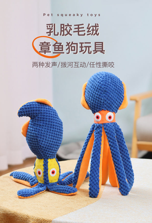 Cross-border popular pet dog plush toy, bite-resistant and sound-making plush octopus toy, dog chewing interactive toy - Modiniva LLC