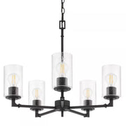 Helen wood Chandelier: Matte Black with Clear Seeded