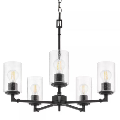 Helen wood Chandelier: Matte Black with Clear Seeded - Modiniva LLC