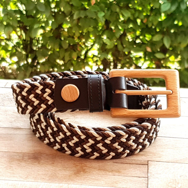 Luxury Women's Braided Cotton Wood Belt - Modiniva LLC