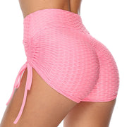 Drawstring Shorts Textured Butt Lift Gym Workout Slim Jogging Fitness Yoga Leggings Shorts Pink Bags & Shoes