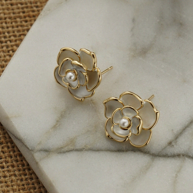 Sweet Elegance Cool Rose Pearl Earrings - Modiniva LLC