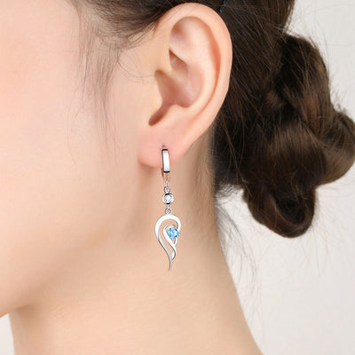 Fashion Women's Long Sterling Silver Wing Earrings