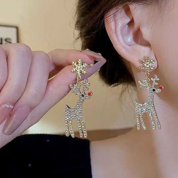 S925 Silver Needle Christmas earrings collection asymmetrical earrings sweet and lovely girl