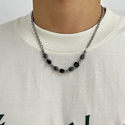 Black Ice Cracking Bead Splice Necklace