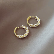 Elegant Golden Hoop Pearl Earrings for Women - Modiniva LLC