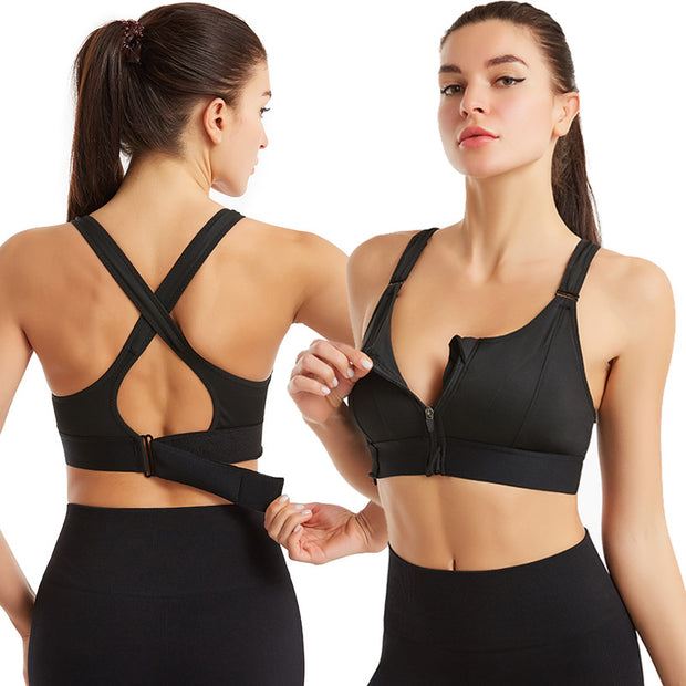 Adjustable Front Zipper Yoga Bra Women's Clothing