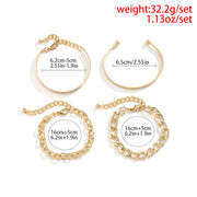 Simple And Smooth C-shaped Hollow Chain Bracelet Set - Modiniva LLC