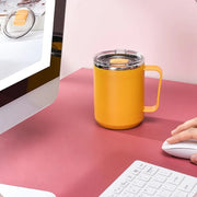 Streamlined Office Sips: The Steel Grip Coffee Companion