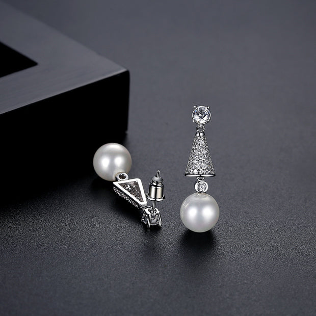 Chic Pearl Earrings with AAA Zircon Stones Jewelry & Watches