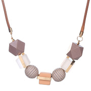 Minimalist Wood Beads Pendant Necklace - Modiniva LLC