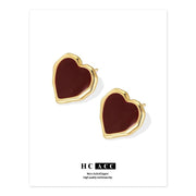 French Love Drop Oil Heart Earrings - Modiniva LLC