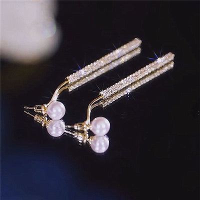 Fine Zirconia Tassel Pearl Stud Earring Jewelry & Watches