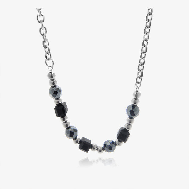 Black Ice Cracking Bead Splice Necklace