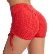 Drawstring Shorts Textured Butt Lift Gym Workout Slim Jogging Fitness Yoga Leggings Shorts - Modiniva LLC