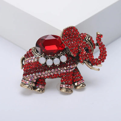 Majestic Herd: Elephant Multicolor Brooch - Modiniva LLC