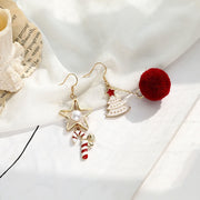 S925 Silver Needle Christmas earrings collection asymmetrical earrings sweet and lovely girl