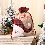 Large Christmas Stocking Candy Bags santa sacks Linen Christmas Gift Bag Drawstring Pocket Santa Claus Tote Bag - Modiniva LLC