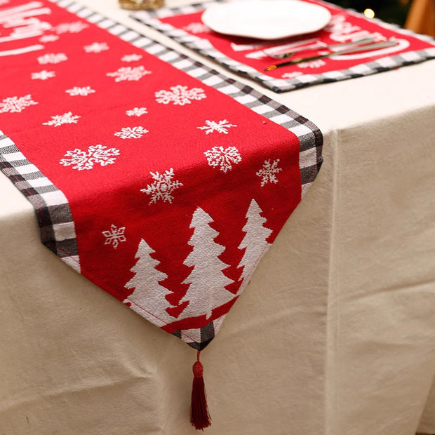 Christmas Elk Snowman Table Runner - Modiniva LLC