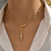 High Class Elegant Metal Snake Series Diamond-studded Necklace Gold Jewelry & Watches