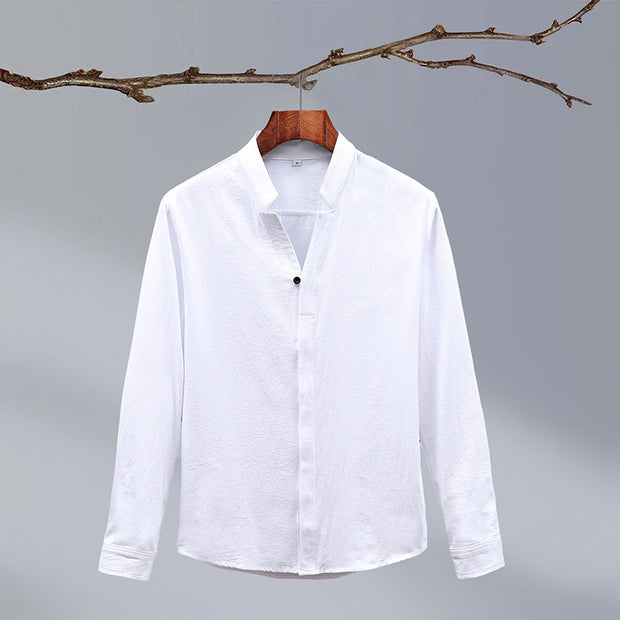 Cotton & Hemp Long Sleeve Shirt white Women's Clothing