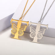 Butterfly Initial Pendant Necklace T Jewelry & Watches