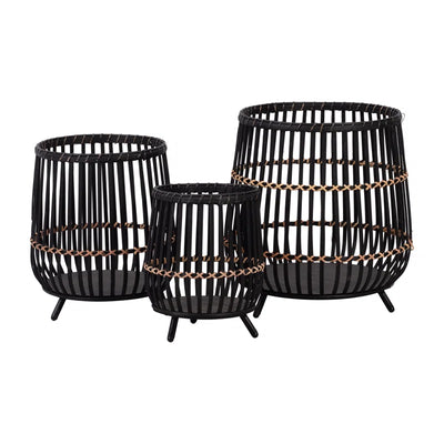 Modern 3-Tier Bamboo Planter Set with Metal Feet - Modiniva LLC