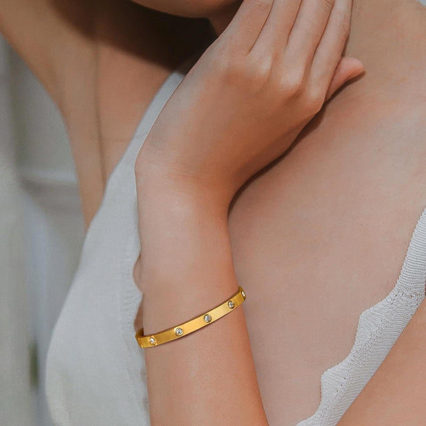 Gold Plated Friendship Love Bangle Bracelet - Modiniva LLC