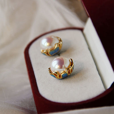 Antique Pearl Stud Earrings Silver Jewelry & Watches