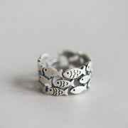 Cute Swimming Fish Vintage Distressed Handmade Ring