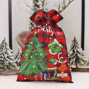 Large Christmas Stocking Candy Bags santa sacks Linen Christmas Gift Bag Drawstring Pocket Santa Claus Tote Bag - Modiniva LLC