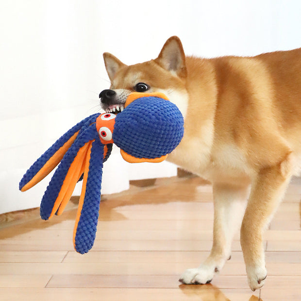 Cross-border popular pet dog plush toy, bite-resistant and sound-making plush octopus toy, dog chewing interactive toy - Modiniva LLC