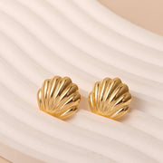 Vintage Chic: French Matte Metal Shell Earrings