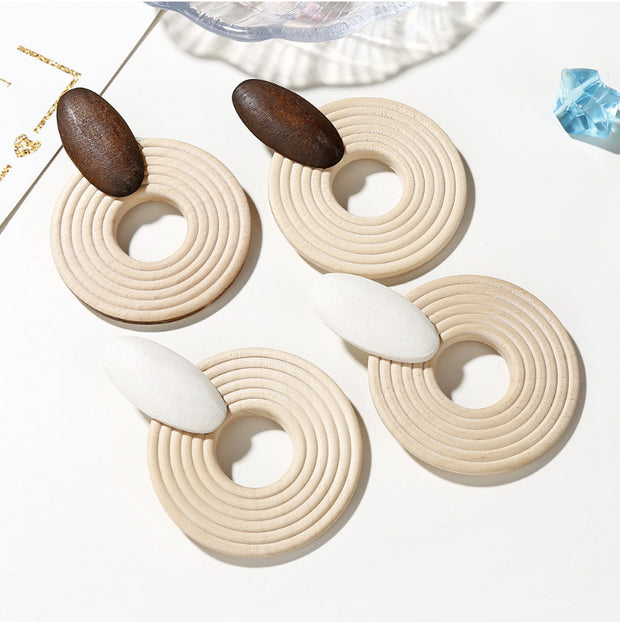 Wooden Round Hoop Earrings