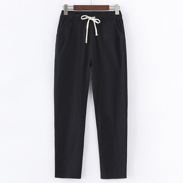 Stylish women linen pants made from a hemp-linen blend, featuring a cropped fit, breathable fabric, and soft cotton lining for ultimate comfort.