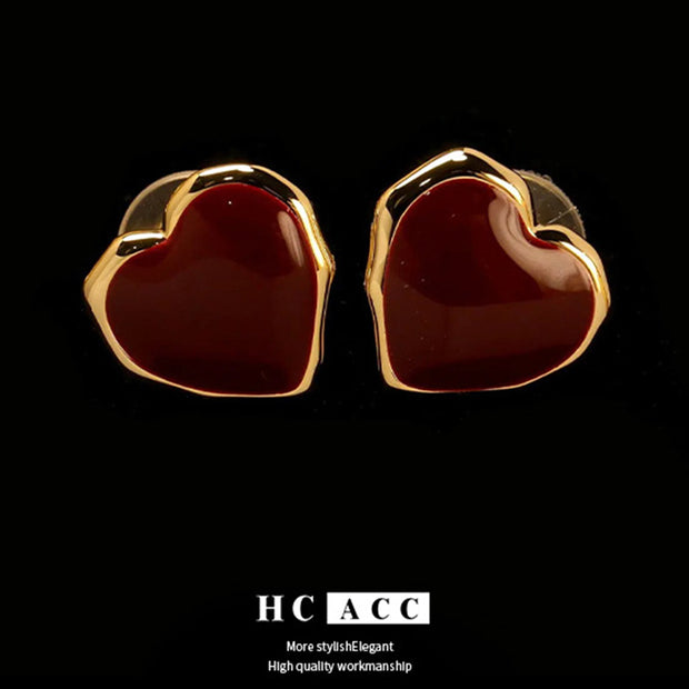 French Love Drop Oil Heart Earrings Jewelry & Watches