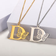 Butterfly Initial Pendant Necklace D Jewelry & Watches