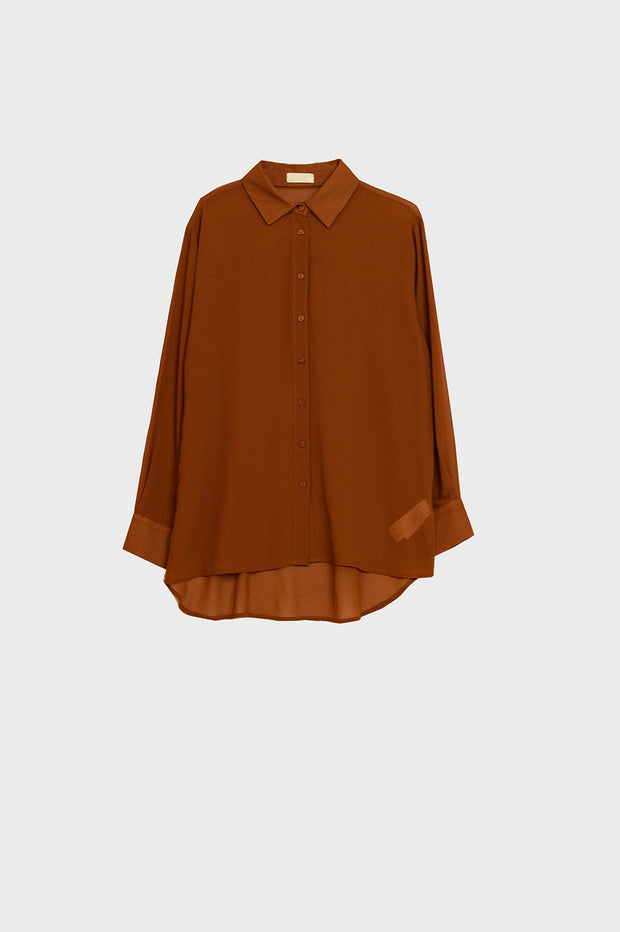 Chiffon Shirt in Camel Color - Modiniva LLC