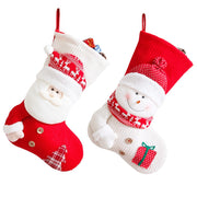 Large knitted Christmas socks Christmas decorations Old man snowman candy bag gift bag Christmas socks - Modiniva LLC