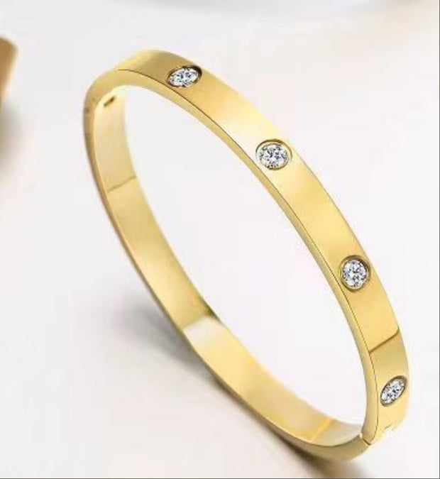 Gold Plated Friendship Love Bangle Bracelet - Modiniva LLC