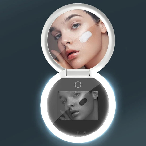 Pocket Mirror UV Mirror Sunscreen Testing Camera With Light 2X Magnification Travel Makeup 3.5in Pocket Health, Beauty & Hair