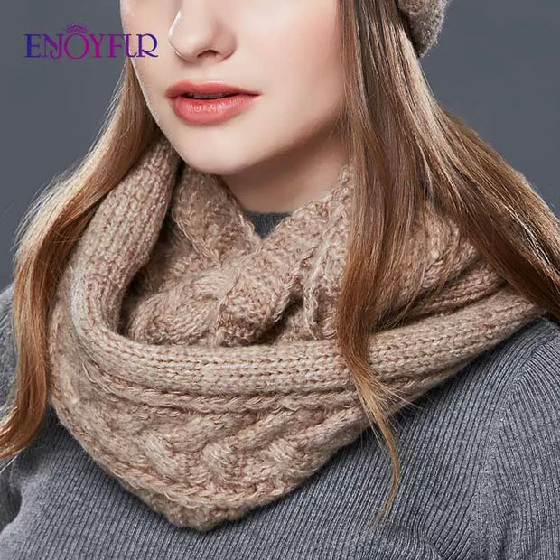 ENJOYFUR Cashmere Knit Scarf - Modiniva LLC